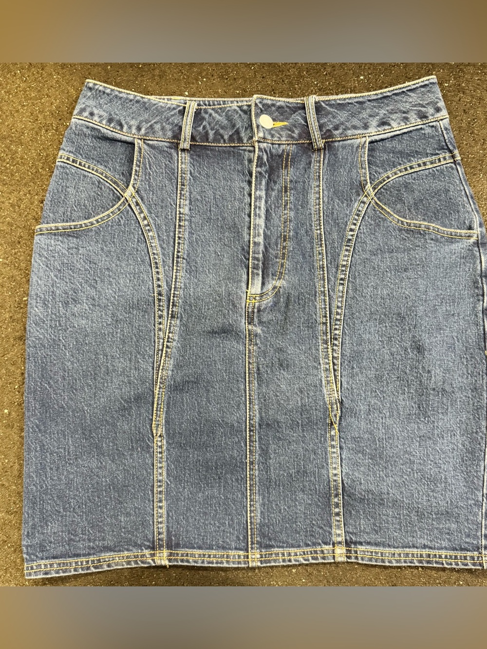Anthropologie Pilcro Classic Blue Denim Skirt Cottagecore Classy Fall Stitching